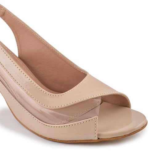 Image of Classic Closed Pointed Toe Mid Block Thick Heel Slingback Pumps for Women Signora106| Glitter Fabric Dress Shoes | Wedding Party | Evening Trendy Signora106