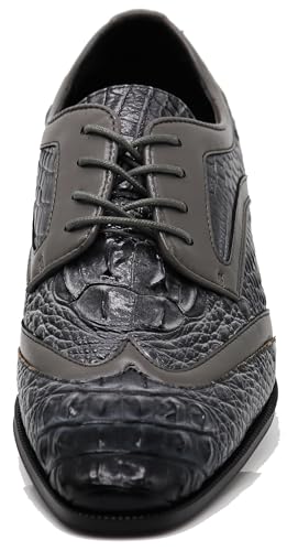 Image of ODN Men's Alligator Crocodile Print Oxfords Fashion Lace Up Dress Shoes