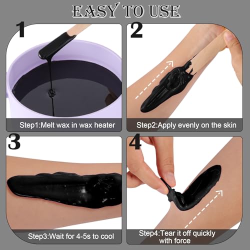 Image of PURPLESKY 5lbs Hard Wax Beads Bulk, Professional Hair Removal Wax Kit for Coarse Hair & Sensitive Skin, Low Temperature, Microwavable, Painless Brazilian, Bikini, Face, Leg, Body Home Use, Black