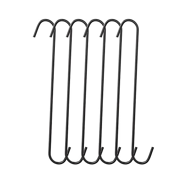 6 schwarze S-Haken, strapazierfähige Metallhaken, hält bis zu 200 kg, für Küche, Büro, Garten oder Outdoor-Aktivitäten.