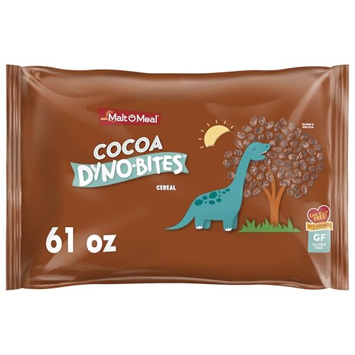 Image of Malt-O-Meal Cocoa Dyno Bites Gluten Free Breakfast Cereal, Crispy Rice Puff Cereal, Large Cereal for Family, 61 OZ Resealable Cereal Bag