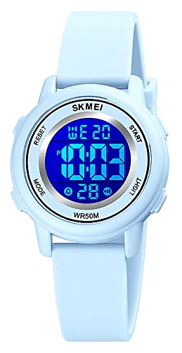 Gosasa Womens Digital Sport Watches with 7 Color LED Backlight 50M Waterproof Alarm Stopwatch Watch for Kids and Womens