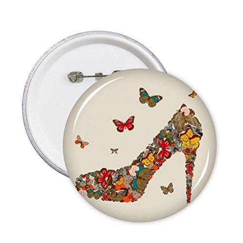 Badge bouton rond papillon et talons hauts M multicolore 5pcs