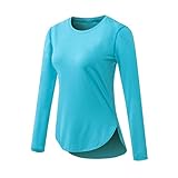 Genérico Camiseta Transparente Mujer Camiseta de Manga Larga de Verano y otoño para Mujer, Ropa de Yoga, Ropa Deportiva de Manga Larga para, Ropa Holgada para Correr y Fitness Top Fitness (Blue, S)