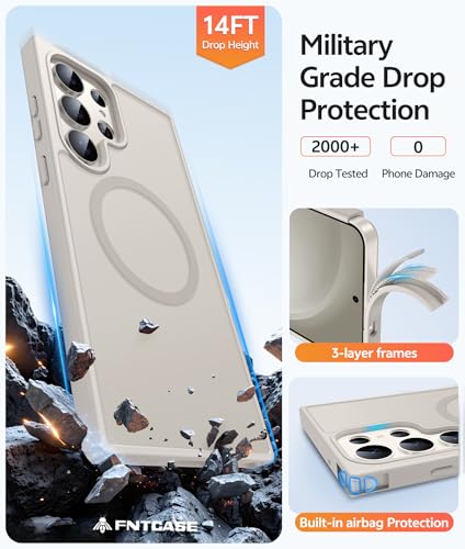 Image of FNTCASE for Samsung Galaxy S23 Ultra Case: [Fit for Magsafe] Magnetic Translucent Matte Anti-Fingerprint Cell Phone Cover Military Grade Shockproof Protective Case
