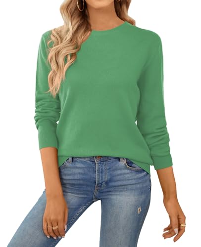 Image of QUALFORT Women's 100% Cotton Sweater, Basic Lightweight Long Sleeve Pullover
