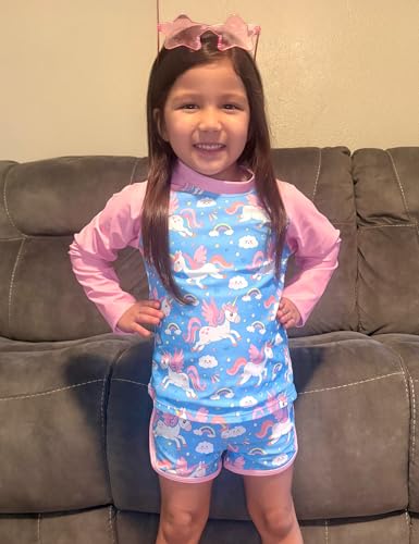 Image of Vogseek Girls Rash Guard Two Pieces Swimsuit Long Sleeve Bathing Suit for 3-10 Years