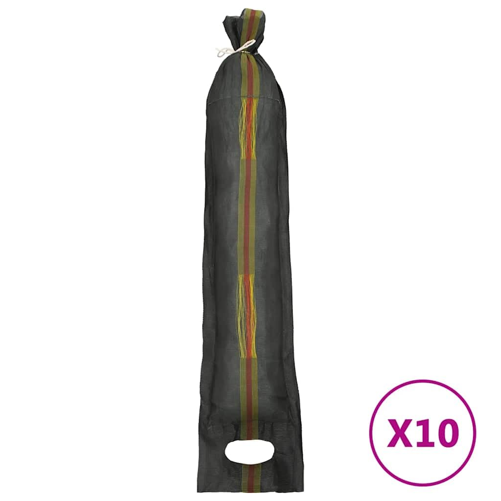 Worki na piasek, zestaw 10 sztuk, ciemnozielone, 103 x 25 cm – worki przeciwpowodziowe do garażu, drzwi, piwnicy, worek na piasek do napełniania, odporna na rozerwanie tkanina HDPE