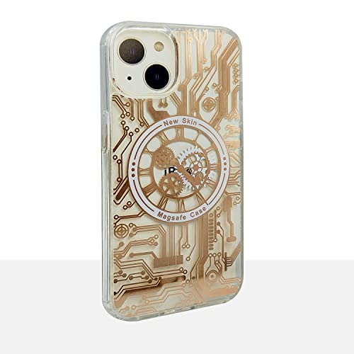 Image of AIBEX Mechanical Series Compatible with Apple iPhone 14 Slim Full-Body Stylish Protective Polycarbonate Case with Built-in Screen Protector Gold