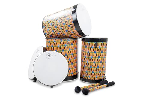 Toca Nesting Drums Freestyle II Djun Djun 3er Set 12\/14\/16\ Kente Cloth TSSNDD-3PCK-FDP