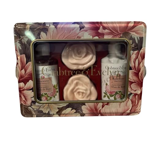 Crabtree & Evelyn 4 Piece Gift Set Tin (4-piece set, Rosewater)