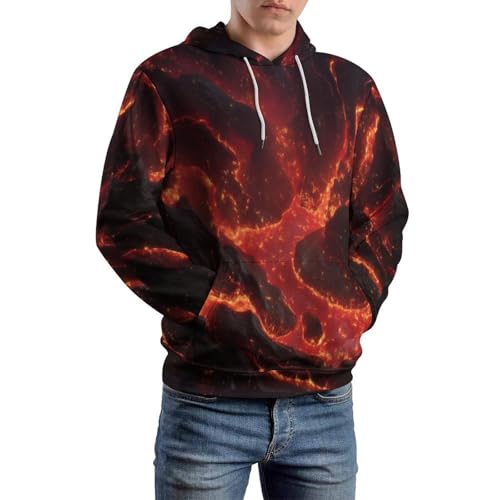 Pull imprimé couple fantastique avec graphisme vortex de lave rouge 3D