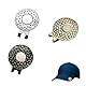 DHWEKU 3 Stück Magnetischer Golfball-Markierer, Clip, Golf-Hut-Clip, Golf-Trainingshilfen, Zinklegierung, Zubehör, Silber, Bronze, Schwarz