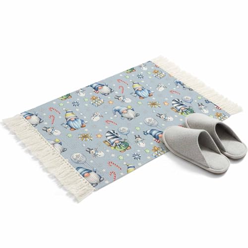 Xibuciein Christmas Runner Rug for Hallway Simple Snowman Snowflake Winter