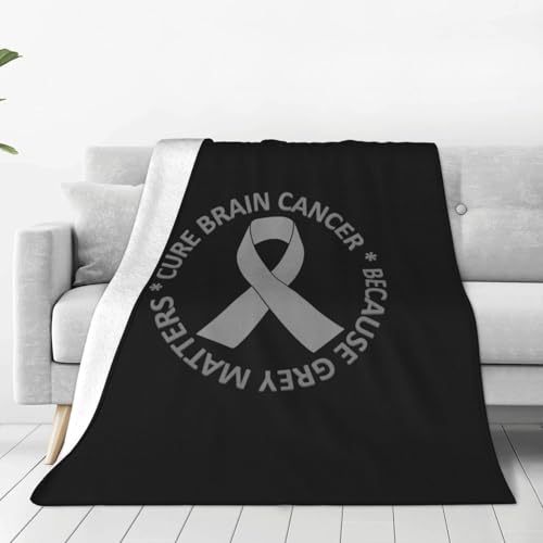 Couverture polaire ultra douce et chaude pour toutes les saisons, idéale pour la sensibilisation au cancer du cerveau et aux tumeurs cérébrales, idéale pour l'hiver, idéale pour les canapés, 101,6 x 7