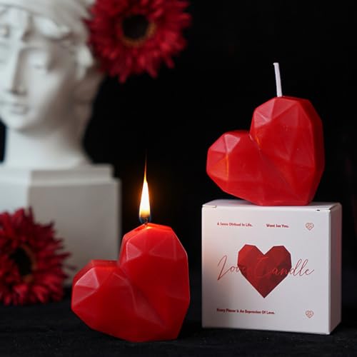2 velas de corazón para el día de San Valentín, velas...