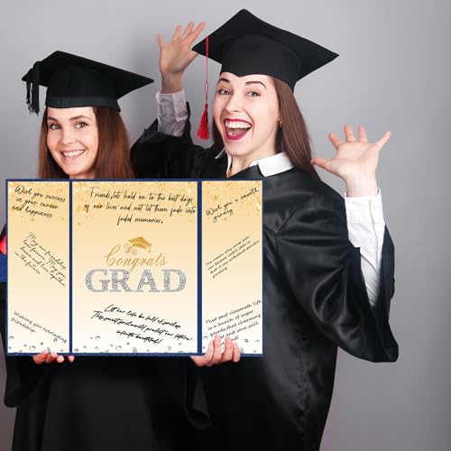Image of Crenics Blue and Gold Graduation Decorations Class of 2026, Creative Graduation Guest Sign in Book Alternative, Congrats Grad Signature Book 18 inch x 12 inch, Awesome Graduation Gift or Keepsake