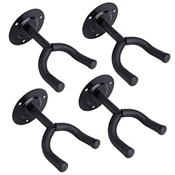 AKORD Lot de 4 Supports muraux réglables pour Guitare et Violon Noir, Set de 4 Pièces - Les Beatles, Paul McCartney, John Lennon, RIngo Starr, George Harrison
