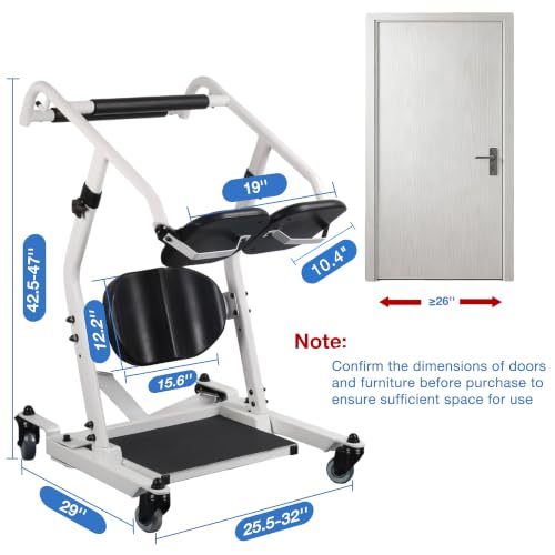 Image of Sit to Stand Lift - 400 lbs Weight Capacity Patient Transfer Chair with Adjustable Height & Base, Heavy Duty Stand Assist Mobility Aid for Elderly, Disabled & Caregivers
