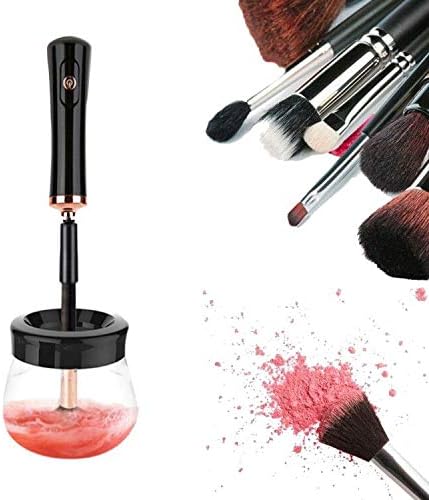 Makeup Brush Cleaner, Tickas Electric Cleaner and Spin-dry Dryer Cosmetic Brush Washing Tools Machine in Seconds with 8 Type Rubber Holder 360 º Rotation for Makeup Brush, Beauty, Women Gifts