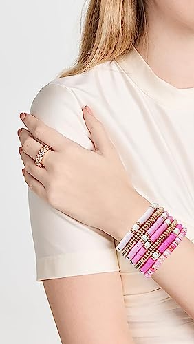 Summer Surfer Heishi Bracelet Set for Women Stackable Gold Clay Ploymer Bead Stretch Pink Beach Layering Bracelets Jewelry4