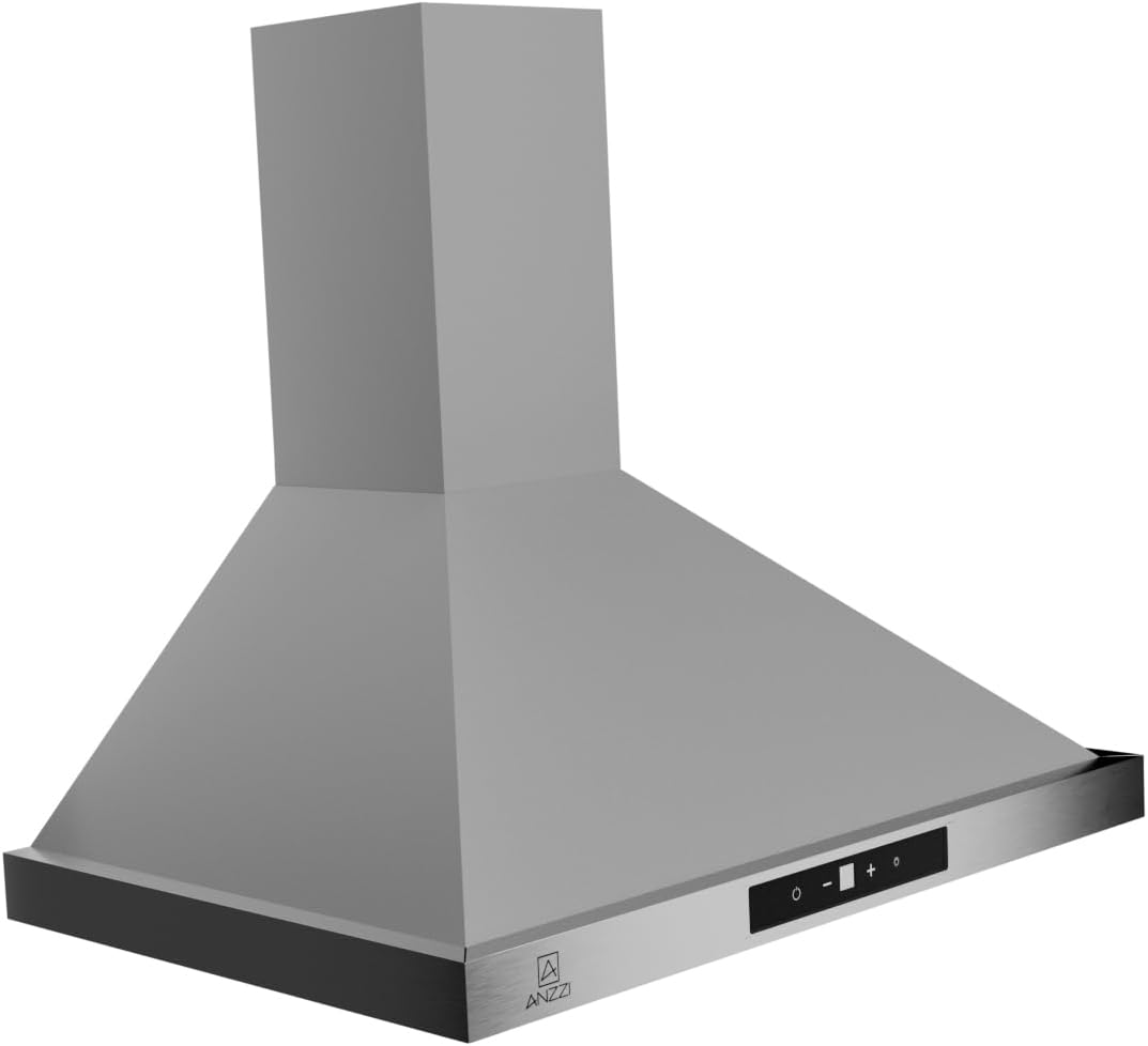 ANZZI Wall Mounted Convertible Range Hood 450 CFM with Aluminum Filter, 2W LED Bulbs x2, 450 CFM, Touch Switch, Stainless Steel (36 Inch)