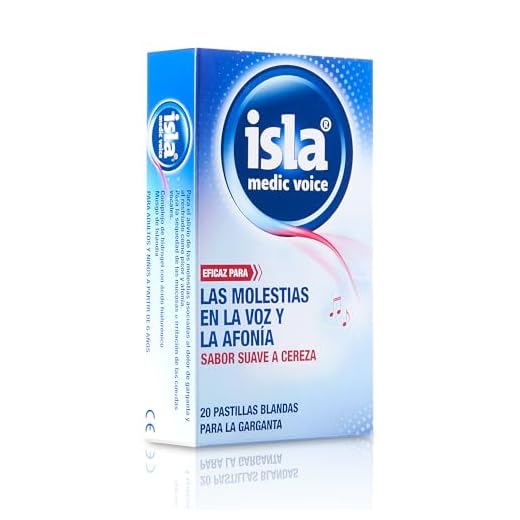 Isla Medic Voice Pastillas Blandas para Chupar, Alivian las Molestias de la Garganta, Voz y Afonía, con Musgo de Islandia, para Adultos y Niños a Partir de 6 Años, Sabor Cereza, 20 Pastillas