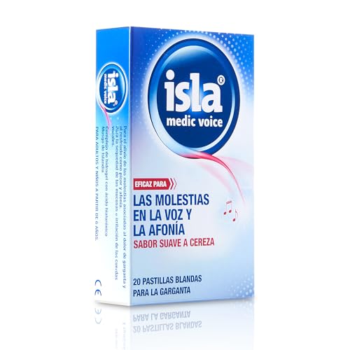 Isla Medic Voice Pastillas Blandas para Chupar, Alivian las Molestias de la Garganta, Voz y Afonía, con Musgo de Islandia, para Adultos y Niños a Partir de 6 Años, Sabor Cereza, 20 Pastillas
