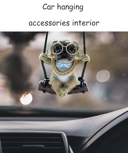 Image of NUDFSY Resin Car Decoration Accessories, Labrador Retriever Car Mirror Car Hanging Accessories Cute Dog Rear View Mirror Car Accessories Interior (B), 7.3 cm, Brown