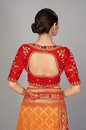 Image of Monjolika Fashion Women's Pure Kanjivaram Style Banarasi Soft Silk Saree With Blouse For Wedding