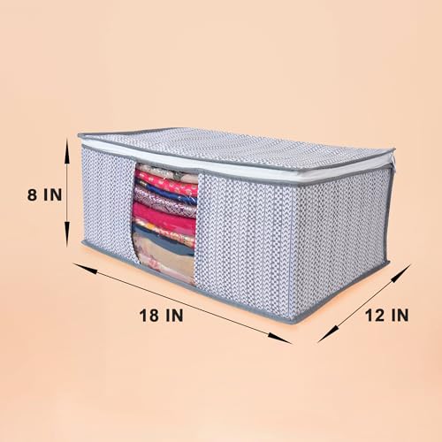 MERAO Non-Woven Printed Saree Cover/Cloth Storage/Wardrobe Organizer For Clothes with Transparent Window (PACK OF 10) 6 41sD2SB48dL