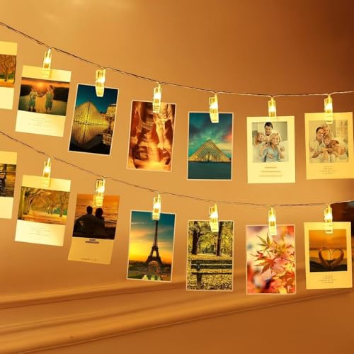 Image of MoonlitDreams 10-LED Photo Clip String Lights - USB Powered, Decorative Fairy Lights for Weddings, Birthdays & Home Decor - Warm White LED Party Lights for Photo, Restaurant & Festival Use
