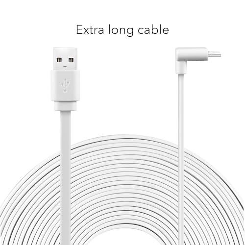 Wasserstein Power Adapter with L-Shaped USB-C Power Cord (20ft.) - Compatible with Wyze Cam Pan v3 (White) (Camera NOT Included)