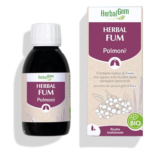 HERBALGEM - Sciroppo HerbalFum - Polmoni Comfort respiratorio per il benessere dei fumatori Ricetta tradizionale certificata biologica - 250 ml