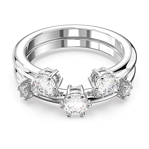 Bague Constella Swarovski avec cristaux de zircone blancs et placage rhodium