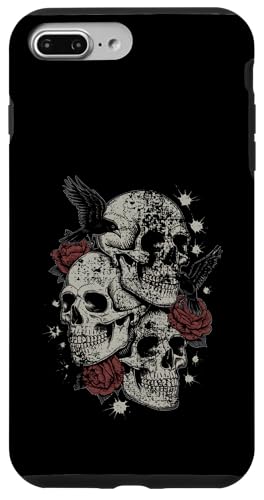 Roses and Skulls Elder Emo Grunge Punk Graphic Goth Gothic Coque pour iPhone 7 Plus/8 Plus