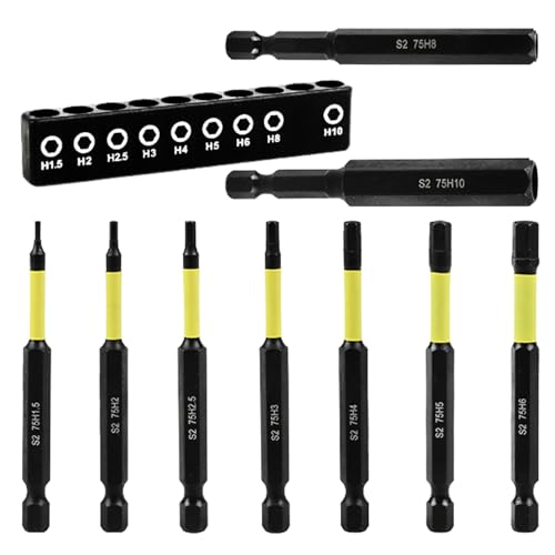 9 Piece Long Hexagonal Head Allen Wrenches Drill Bit Set 1/4Inch Shank Tip Screwdriver Bit in Metric Size