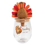Mud Pie Thanksgiving Turkey Wine Glass & Stopper Set