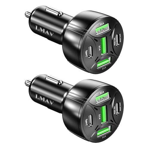 USB C Car Charger Adapter, 5 Ports 75W PD 3.0 Car Phone Charger Fast Charging Compatible with iPhone 16/15/14/13 Pro Max Series, iPad Pro, Galaxy S24/S23/S22/Note 20, Android, Pixel.