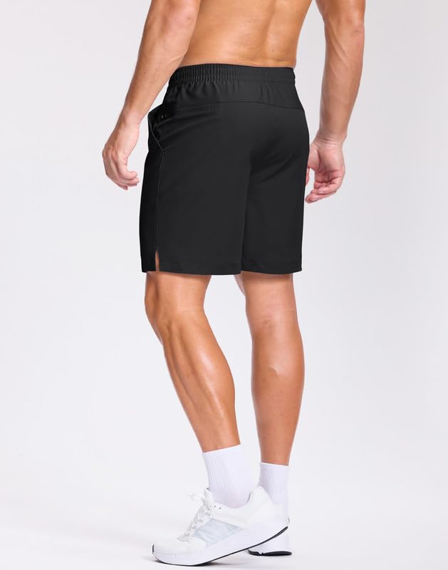 Image of GGJ Men's Lightweight Athletic Shorts with 2 Zipper Pockets 7 inch /9 inch /5 inch Gym Workout Running Quick Dry Tennis Shorts for Men