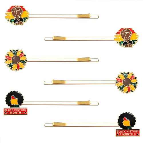 6 pares de pinzas para el cabello Juneteenth para mujeres con diseños Afroamericanos en esmalte negro miniatura 1