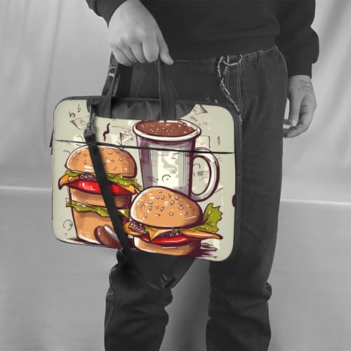 Maletín para laptop Funny Food Hamburgers and Mugs 13 pulgadas miniatura 2