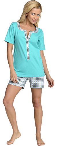 Be Mammy Premamá Pijama Dos Piezas Lactancia Ropa de Cama Maternidad Mujer J5ST3N2 (Turquesa, S)