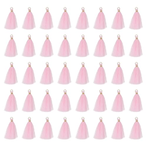 Mini borlas de hilo de algodón rosa claro que no se deshilachan con el uso 2