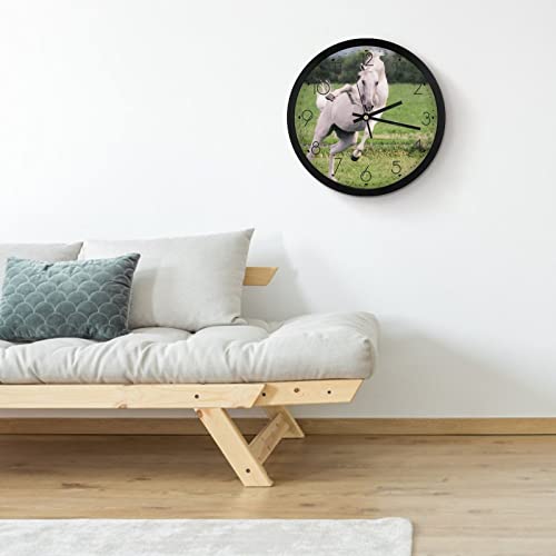 Horloge murale décorative cheval blanc grands chiffres chic