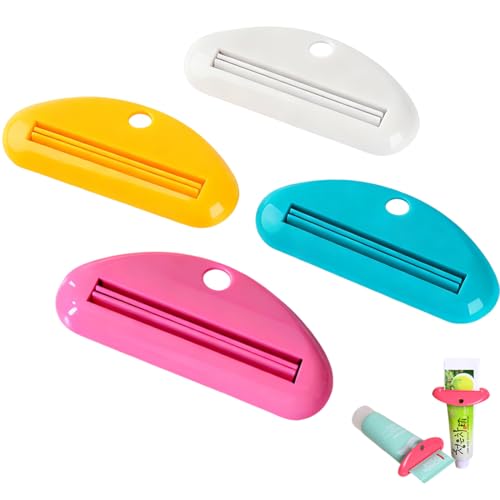 YUVKIN Lot de 4 Presse-Tubes Pratiques Clips pour Tubes de Dentifrice, Crème pour les Mains et Lait Nettoyant