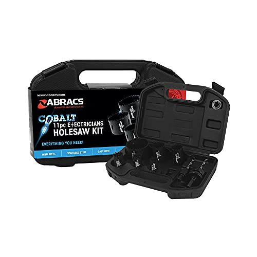 Image of Abracs ABHSCKIT11 Electricians Cobalt Holesaw Kit - Icludes HSS Pilot Drill Bits And Arbor Adaptor
