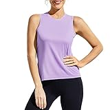 MIER Workout Tank Tops for Women Sleeveless Sun Protection Cool Dry Breathable Athletic Yoga Shirts, Purple, L