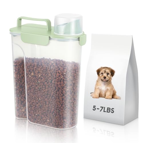 LEAWALK 5-7Lbs Dog Food Storage Container with Upgraded Large Nozzle BPA-free, 4 Snap Seals Plastic Pet Food Storage Container with Handles are Easy to Clean and Carry