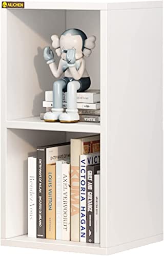 Min Win Small Bookshelf, 2 Shelf Bookshelf Bookcase, 2-Tier Wooden Cube Storage Shelf Organizer, 2-Tier Open Shelf Bookcase Bookshelf, Small Nightstand, Small Spaces, White Small Bookshelf #TOP29